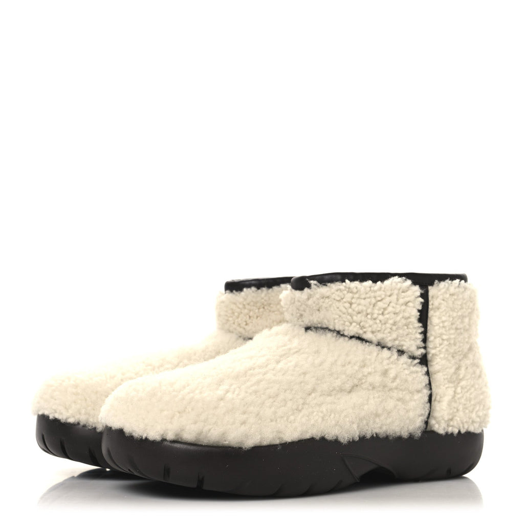Bottega Veneta Shearling Women's Snap Ankle Boots 40 White