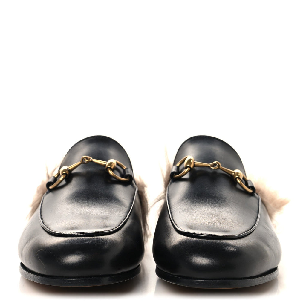 Gucci Calfskin Fur Women's Princetown Slippers 35 Black