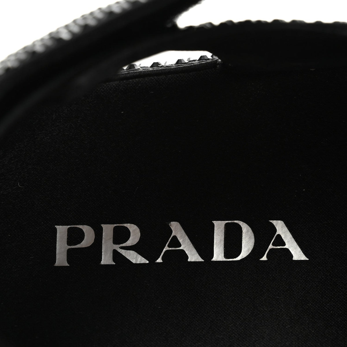 Prada Satin Crystal Women's Logo Velcro Sandals 37.5 Black