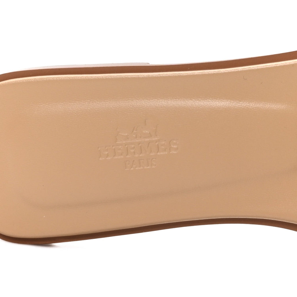 Hermes Box Calfskin Women's Oran Sandals 39 Camel