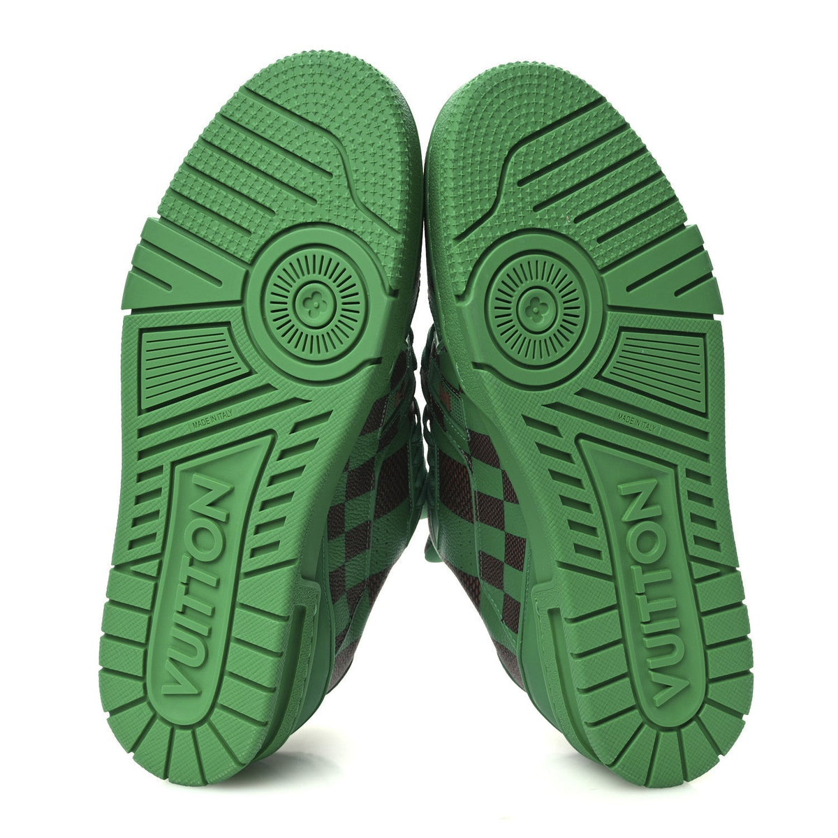 Louis Vuitton Damier Pop Grained Calfskin Men's LV Trainer Sneakers Green