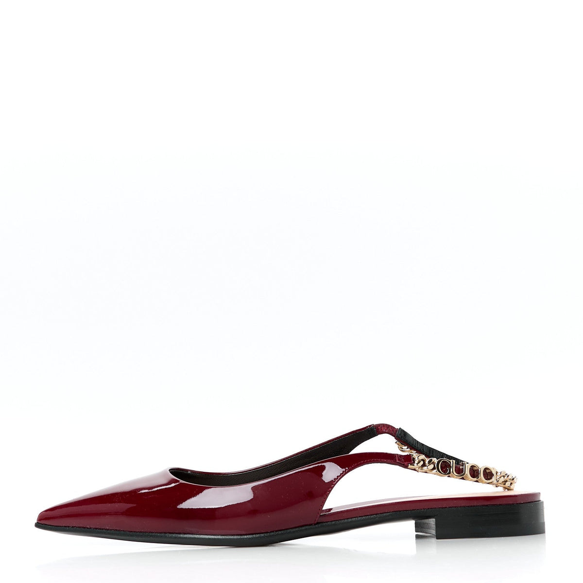 Gucci Patent Women's Signoria Slingback Ballet Flats 36.5 Rosso Ancora