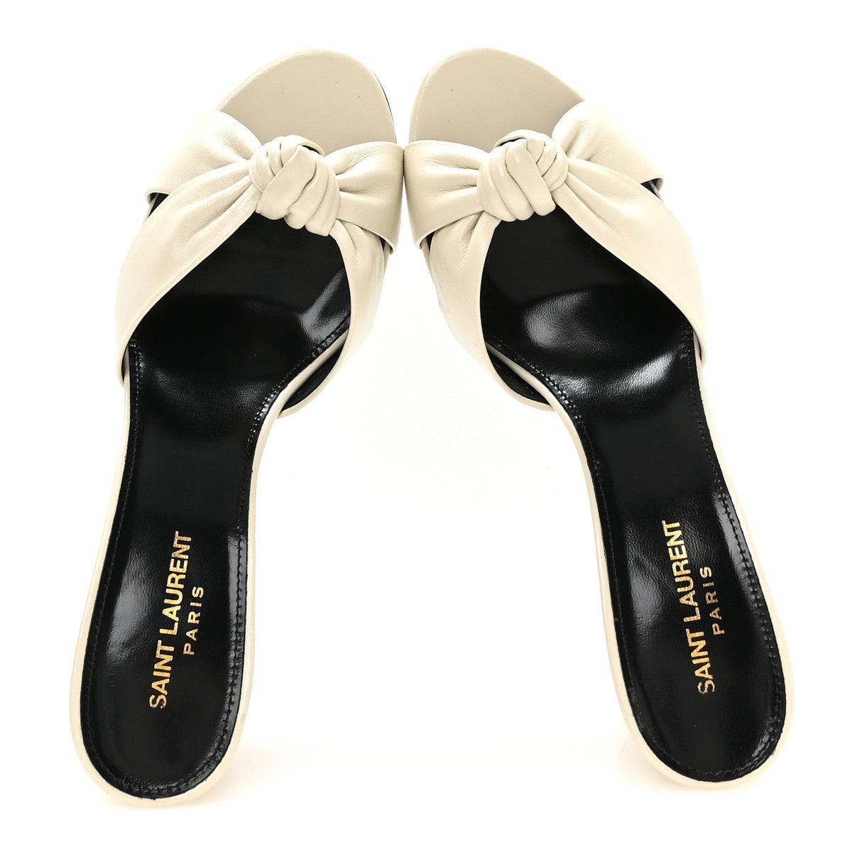 Saint Laurent Lambskin Bianca Women's Mules Pearl