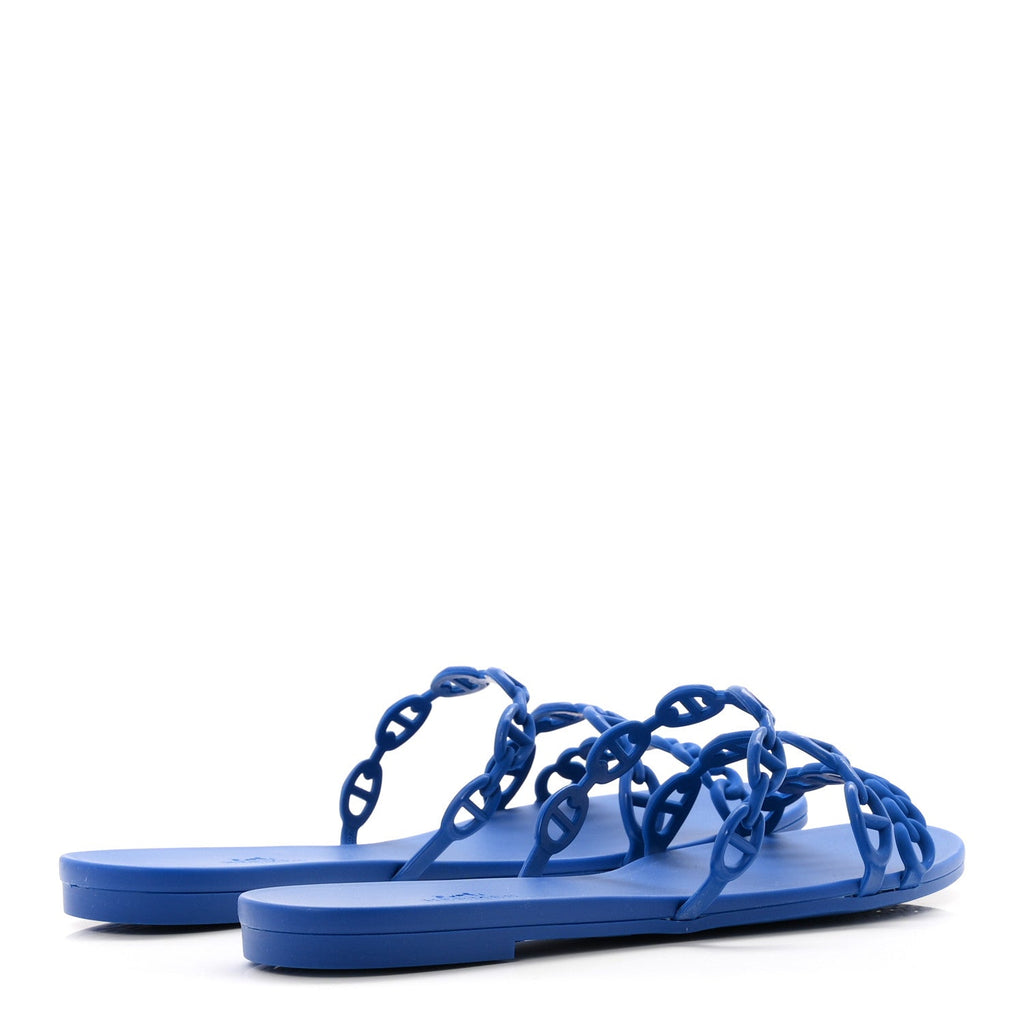 Hermes Rubber Women's Chaine d'Ancre Rivage Sandals 39 Bleu Smalt