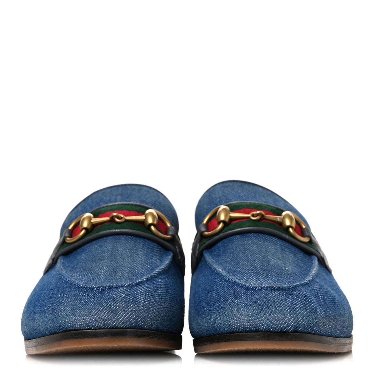 Gucci Denim Web Men's Horsebit Loafers 8 Blue