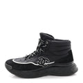 Chanel Fabric Suede Men's CC Sneakers 44 Black