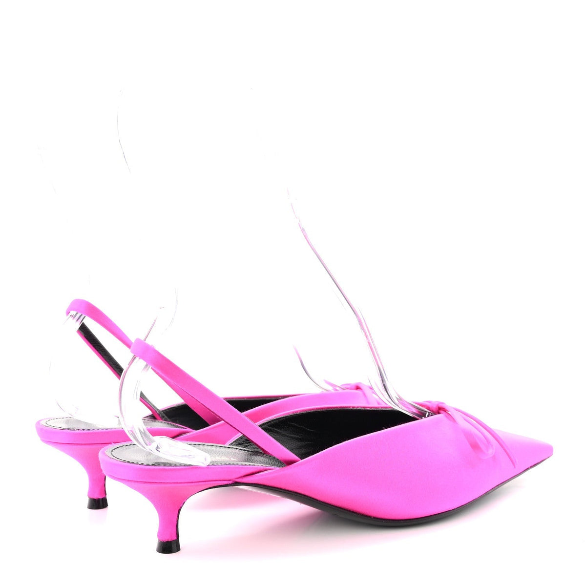 Balenciaga Satin Women's Knife Slingback 40mm Mules 37.5 Rose Fuchsia