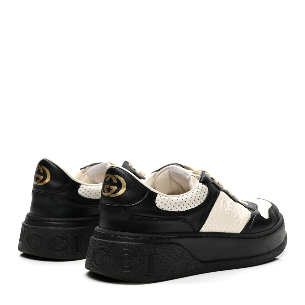 Gucci Calfskin Men's GG Tennis Embossed 55mm Sneakers 8.5 Black White