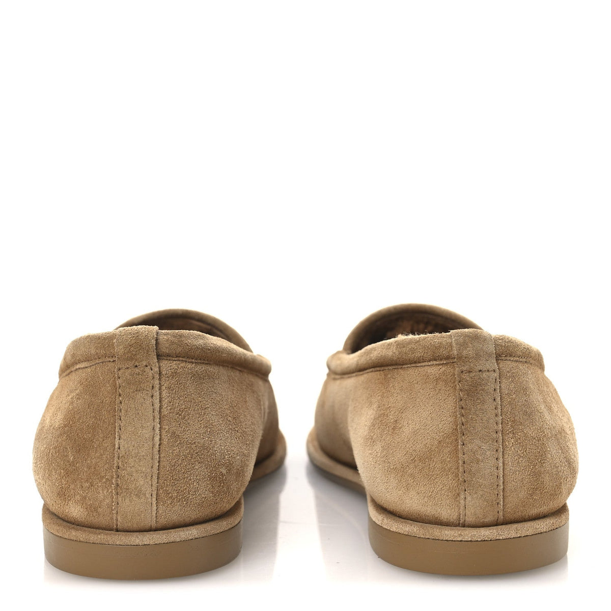Chanel Suede Calfskin Women's CC Loafers 36.5 Dark Beige