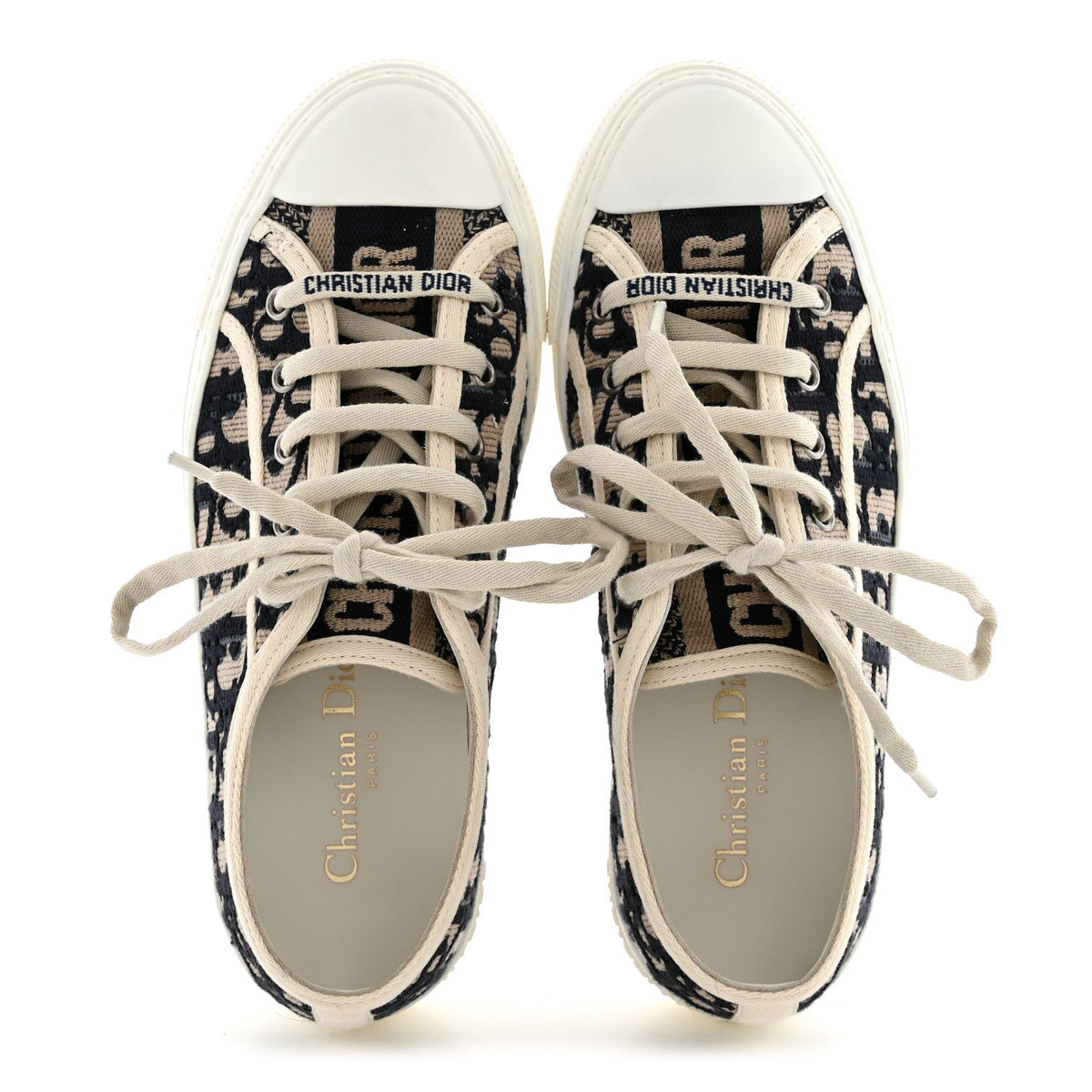 Christian Dior Canvas Oblique Women's Walk'N'Dior Low Top Sneakers 36 Deep Blue