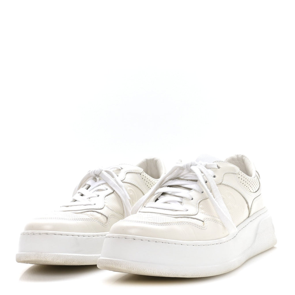 Gucci Calfskin Men's GG Tennis Interlocking G 55mm Sneakers 9.5 White