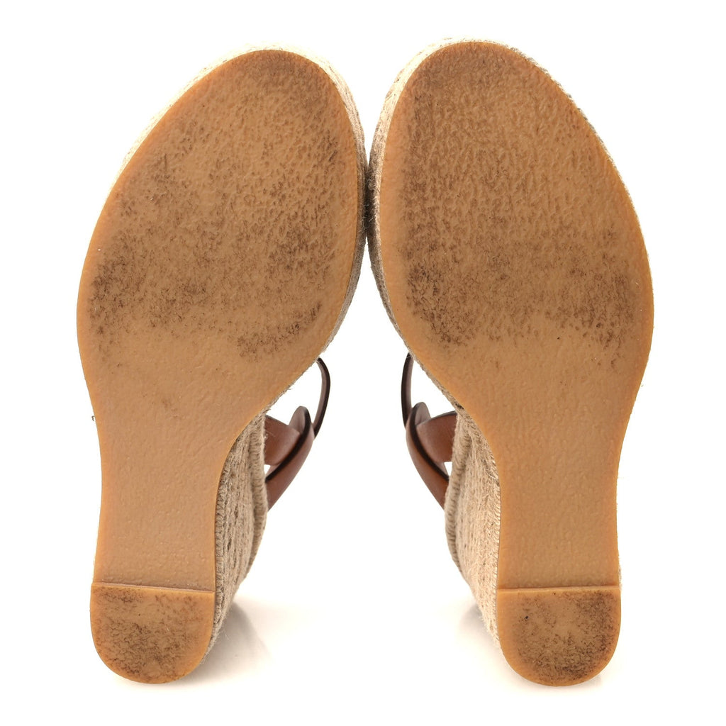 Saint Laurent Calfskin Women's Tribute 95 Platform Sandals 37 Brown