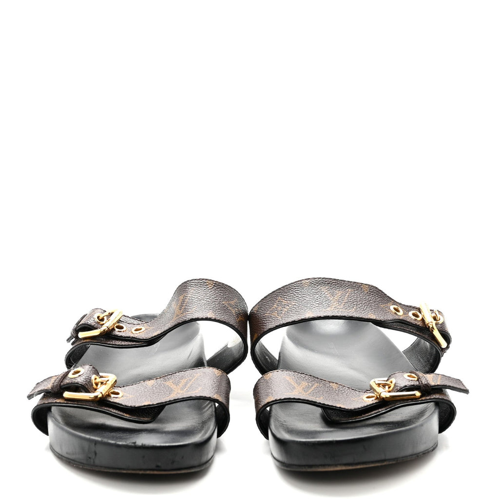 Louis Vuitton Canvas Women's Bom Dia Mule Sandals 40 Black