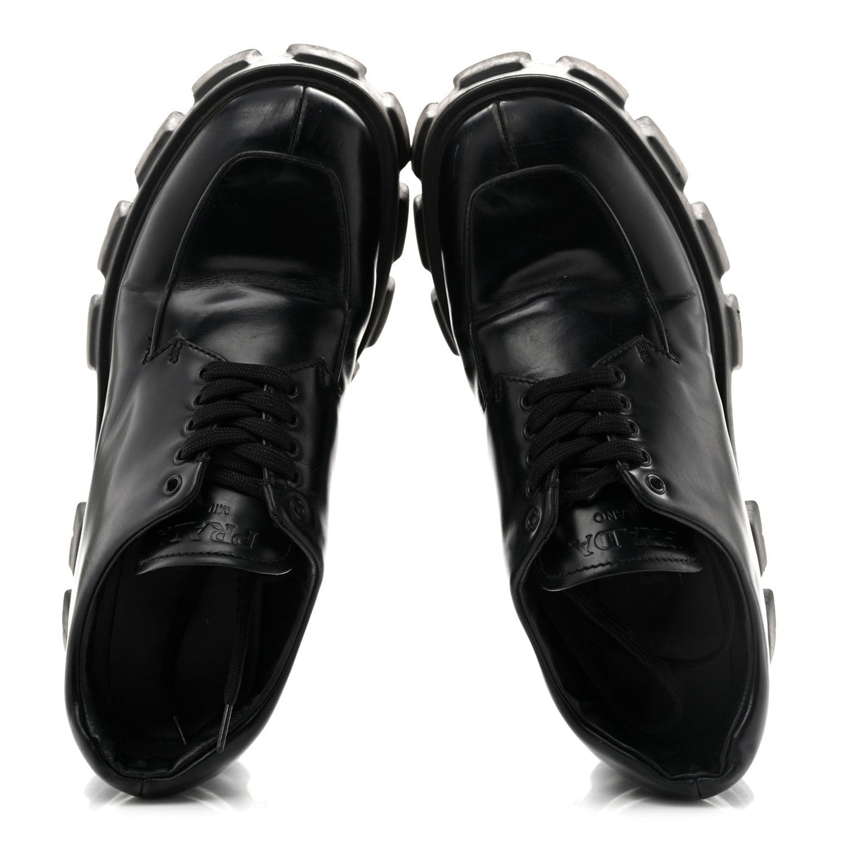 Prada Spazzolato Rois Monolith Women's 55mm Derby Loafers 38 Black