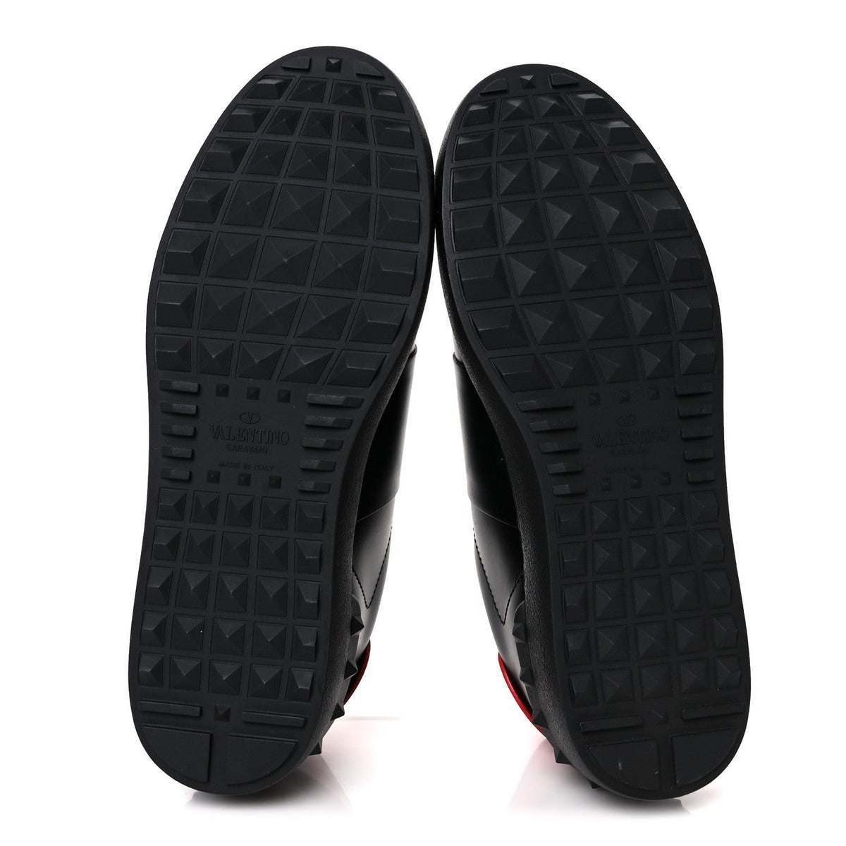 Valentino Garavani Calfskin Men's Rockstud VLTN Open Sneakers 41 Black Red