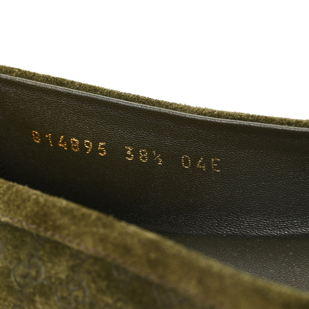 Gucci Suede Women's Micro GG Horsebit Kensington Loafers 38.5 Green