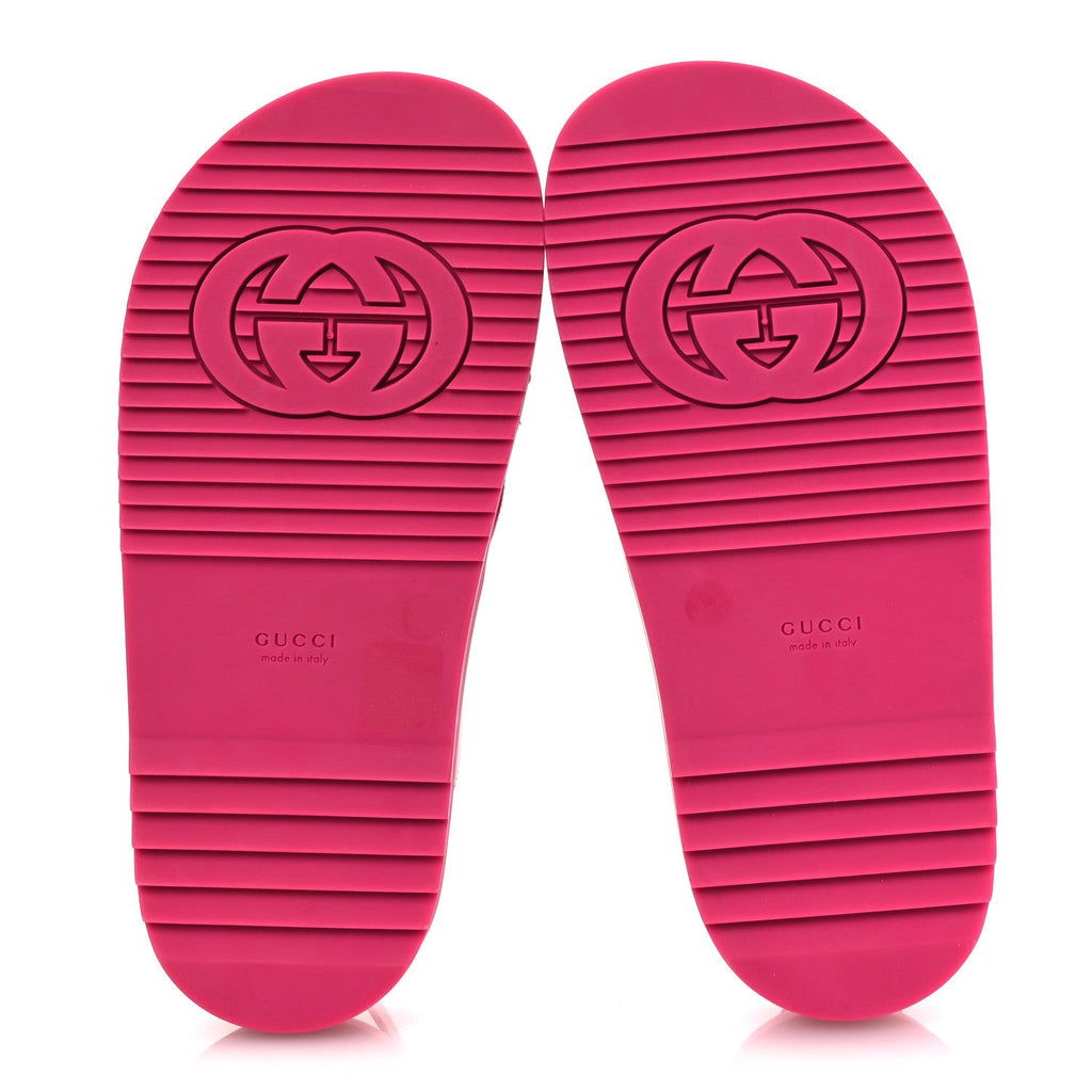 Gucci Calfskin Nappa Women's Elizabeth Charlotte Logo Slingback Sandals 36 Pink
