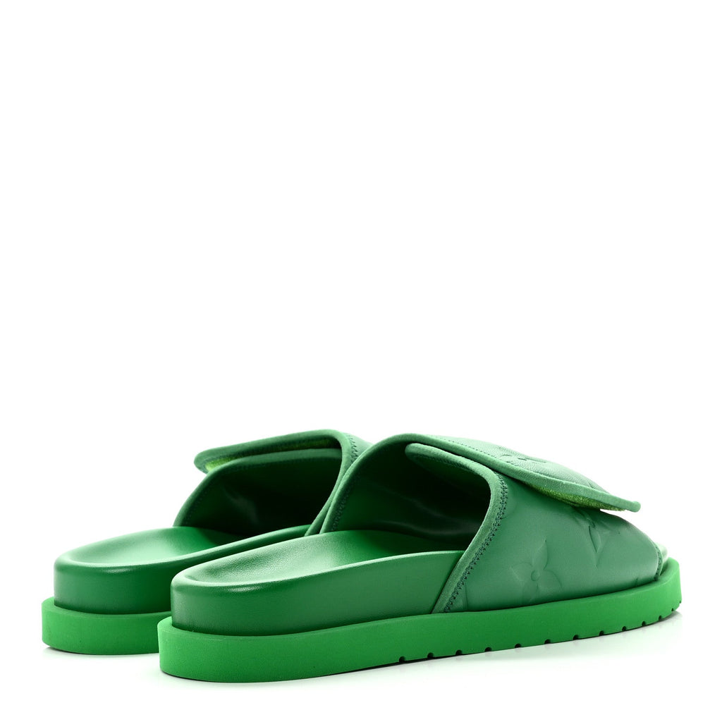 Louis Vuitton Technical Fabric Women's Pool Pillow Comfort Mules 41 Green