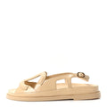 Chanel Shiny Crumpled Lambskin CC Cut Out Women's Sandals Beige