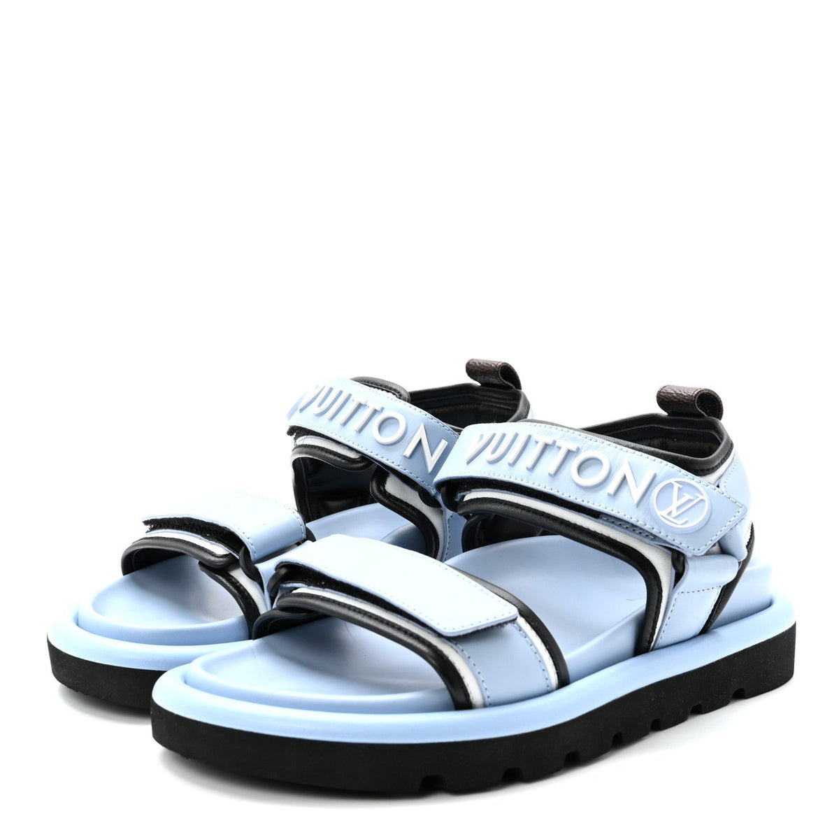 Louis Vuitton Calfskin Pool Pillow Flat Women's Comfort Sandals 36 Blue