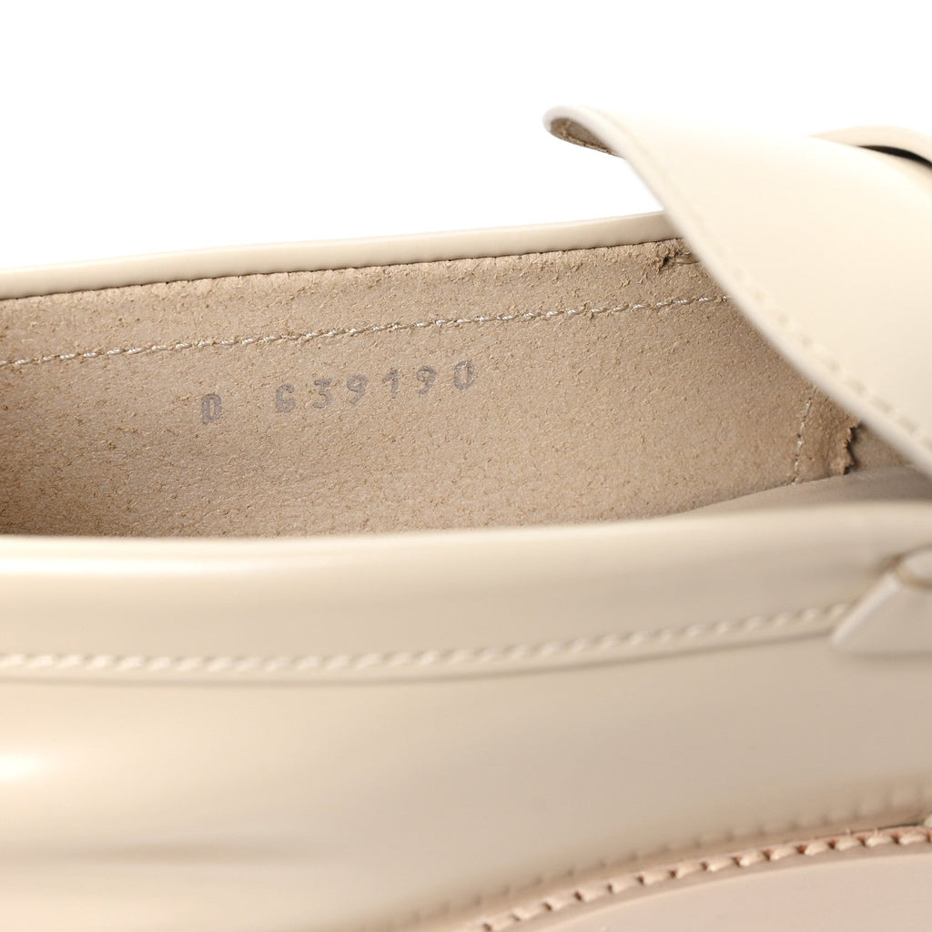 Chanel Shiny Calfskin Women's Logo Loafers 40 Light Beige