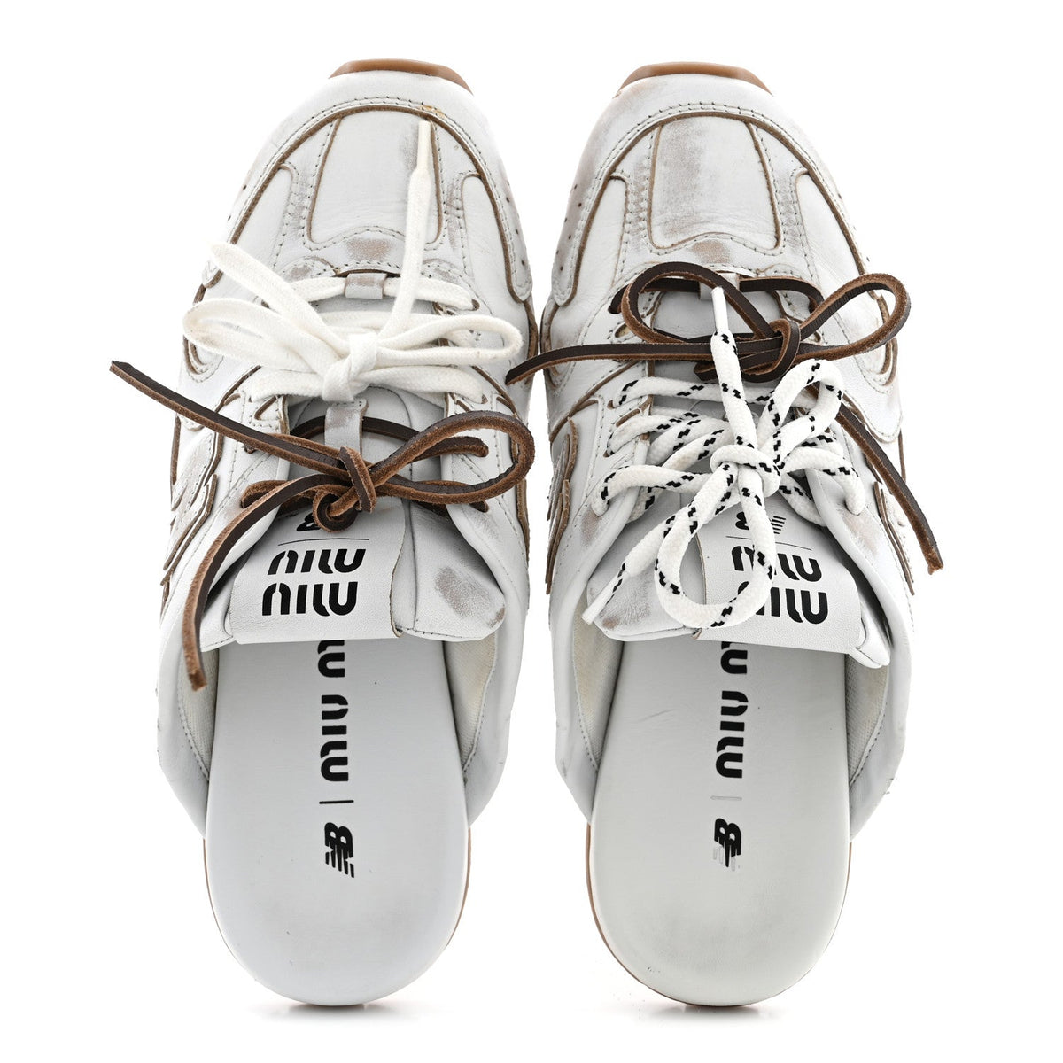 Miu Miu Calfskin Women's 530 SL Slip-On Sneaker Mules 37 White