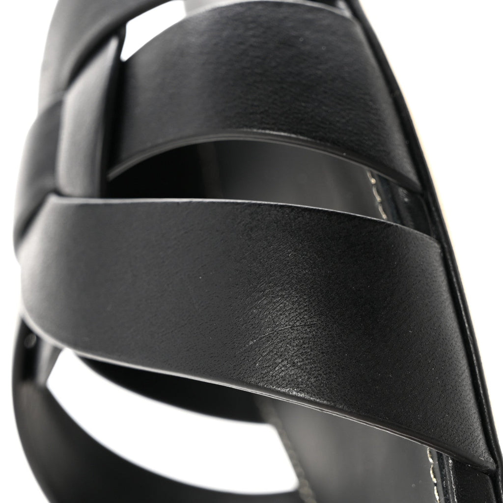 Saint Laurent Calfskin Women's Tribute 05 Slide Sandals 36.5 Black