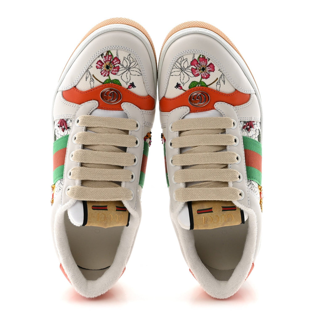 Gucci Canvas Leather Women's Screener Sneakers 36.5 White