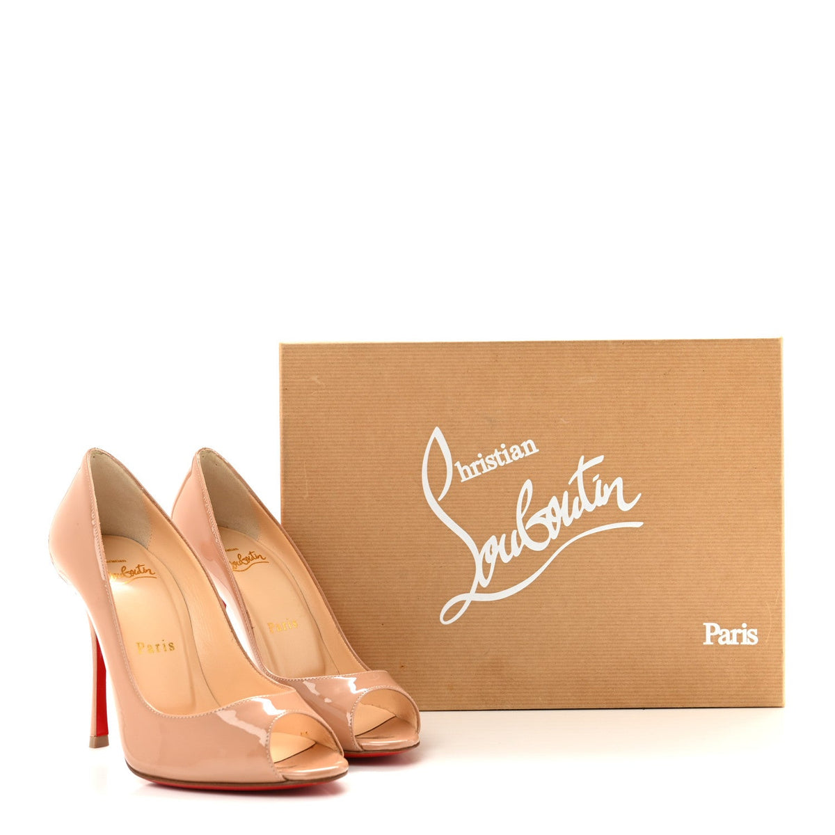Christian Louboutin Patent Women's Yootish 100 Pumps 35.5 Nude