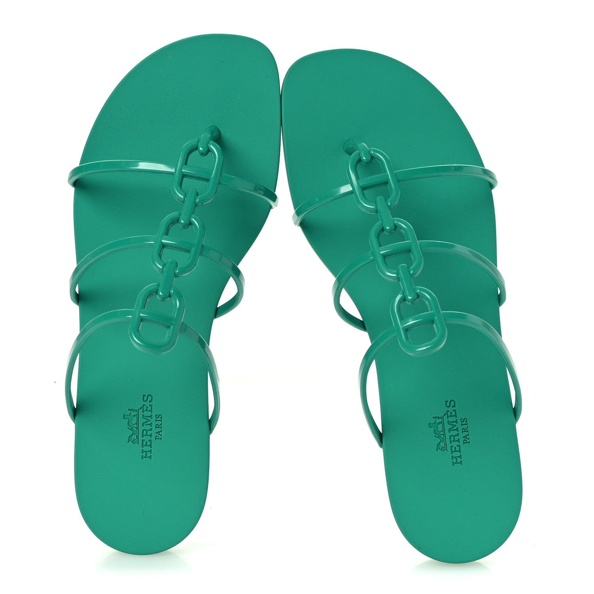 Hermes Rubber Women's Mykonos Sandals 37 Vert Tourmaline