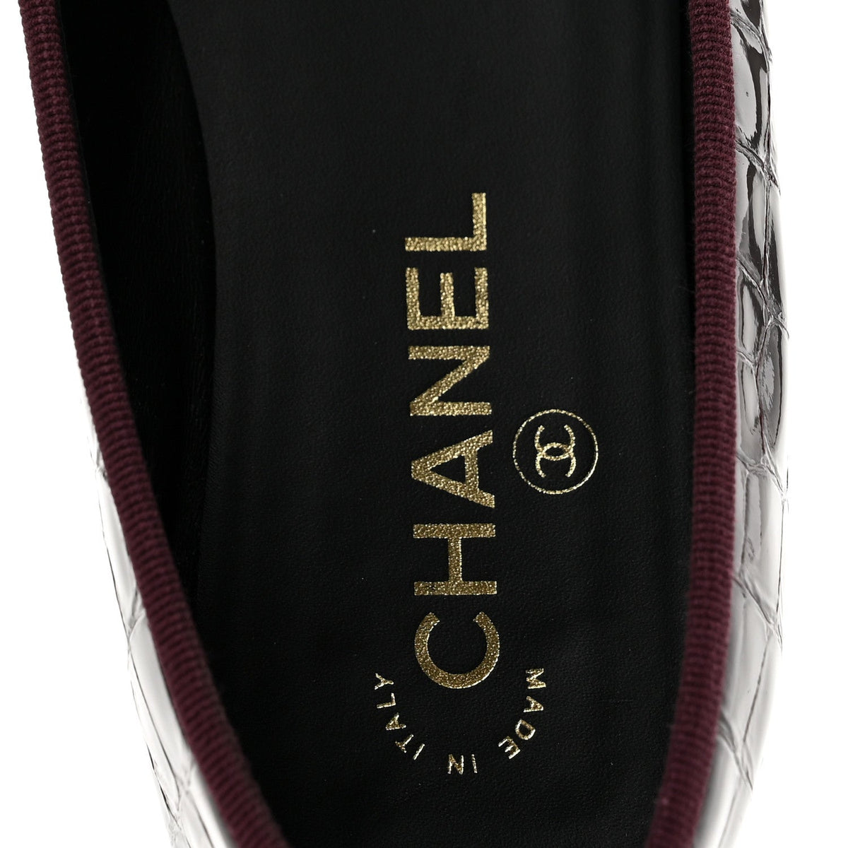 Chanel Embossed Cap Toe CC Ballerina Women's Shoes