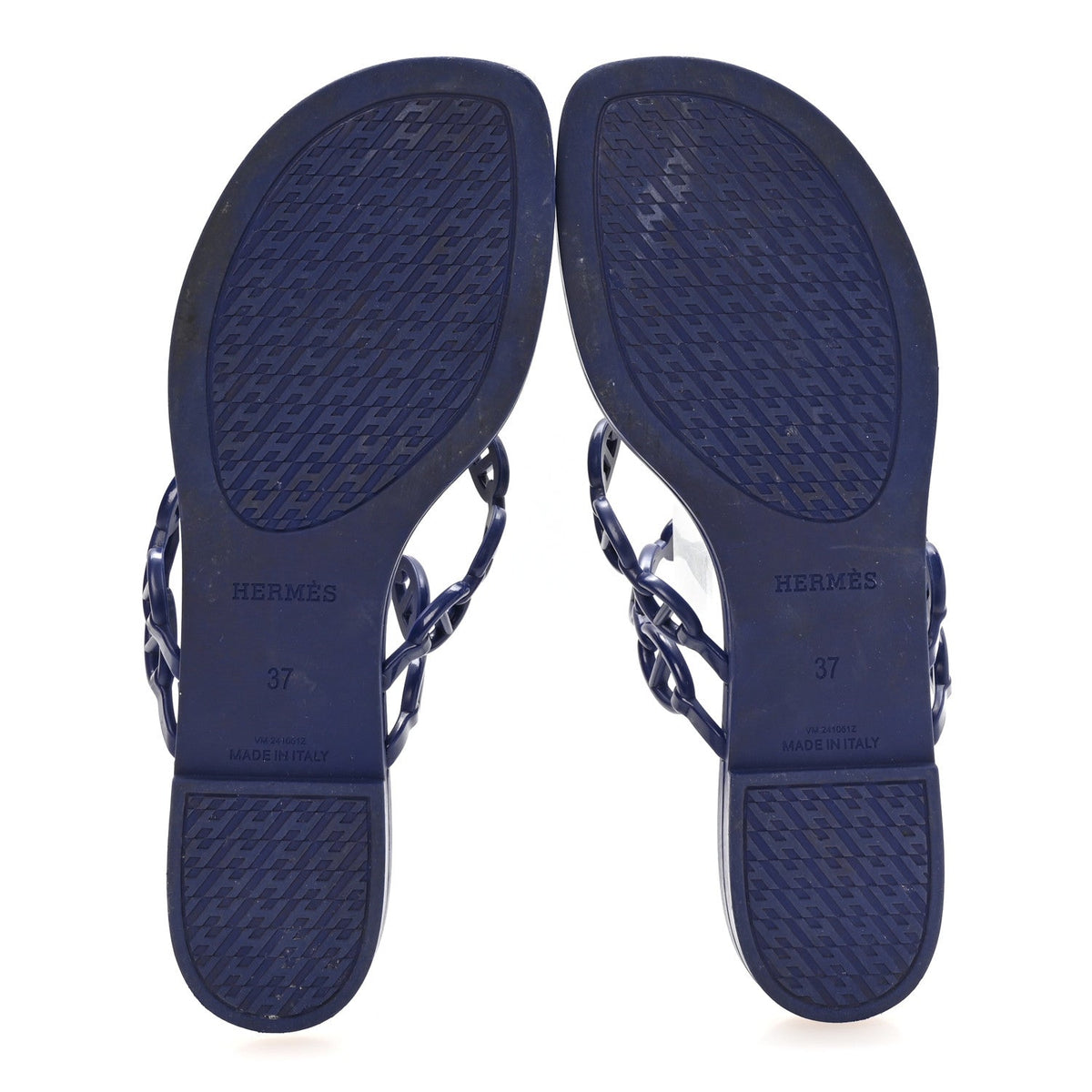 Hermes Rubber Women's Chaine d'Ancre Island Sandals 37 Bleu Smalt