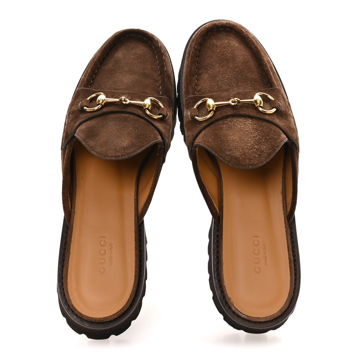Gucci Suede Women's Horsebit Platform Mules 40 Washed Brown