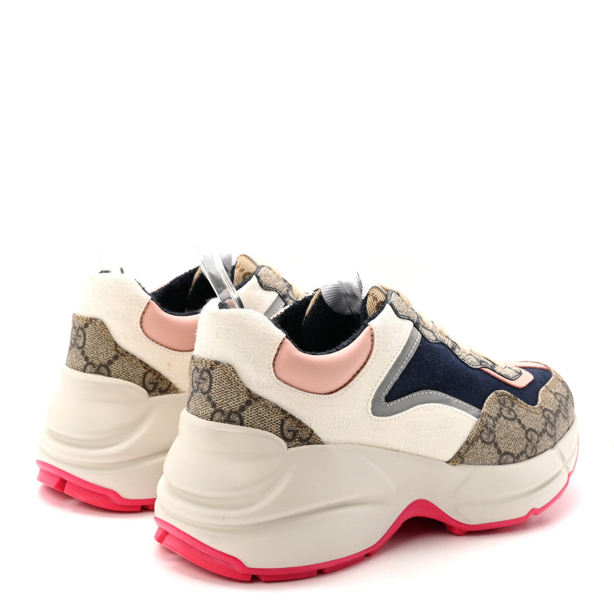 Gucci GG Supreme Monogram Women's Rhyton Sneakers 35.5 London Blue Beige Pale Pink