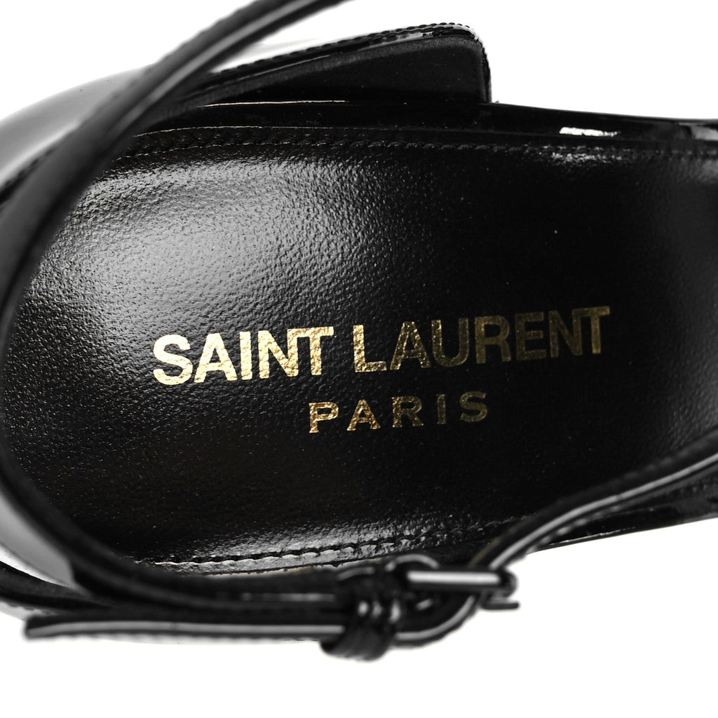 Saint Laurent Patent Calfskin Women's Opyum 110 Sandals 40 Black