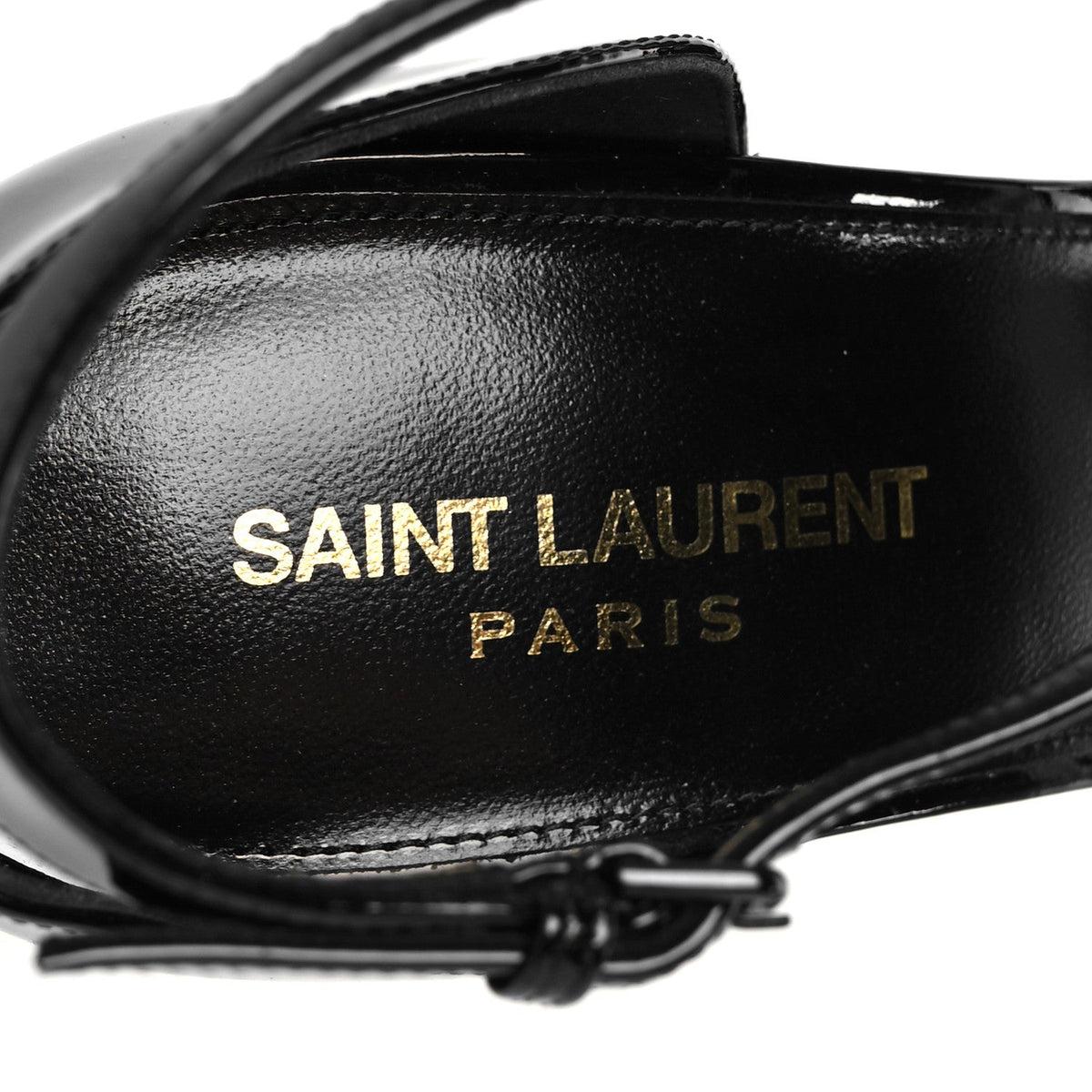 Saint Laurent Patent Calfskin Women's Opyum 110 Sandals 40 Black