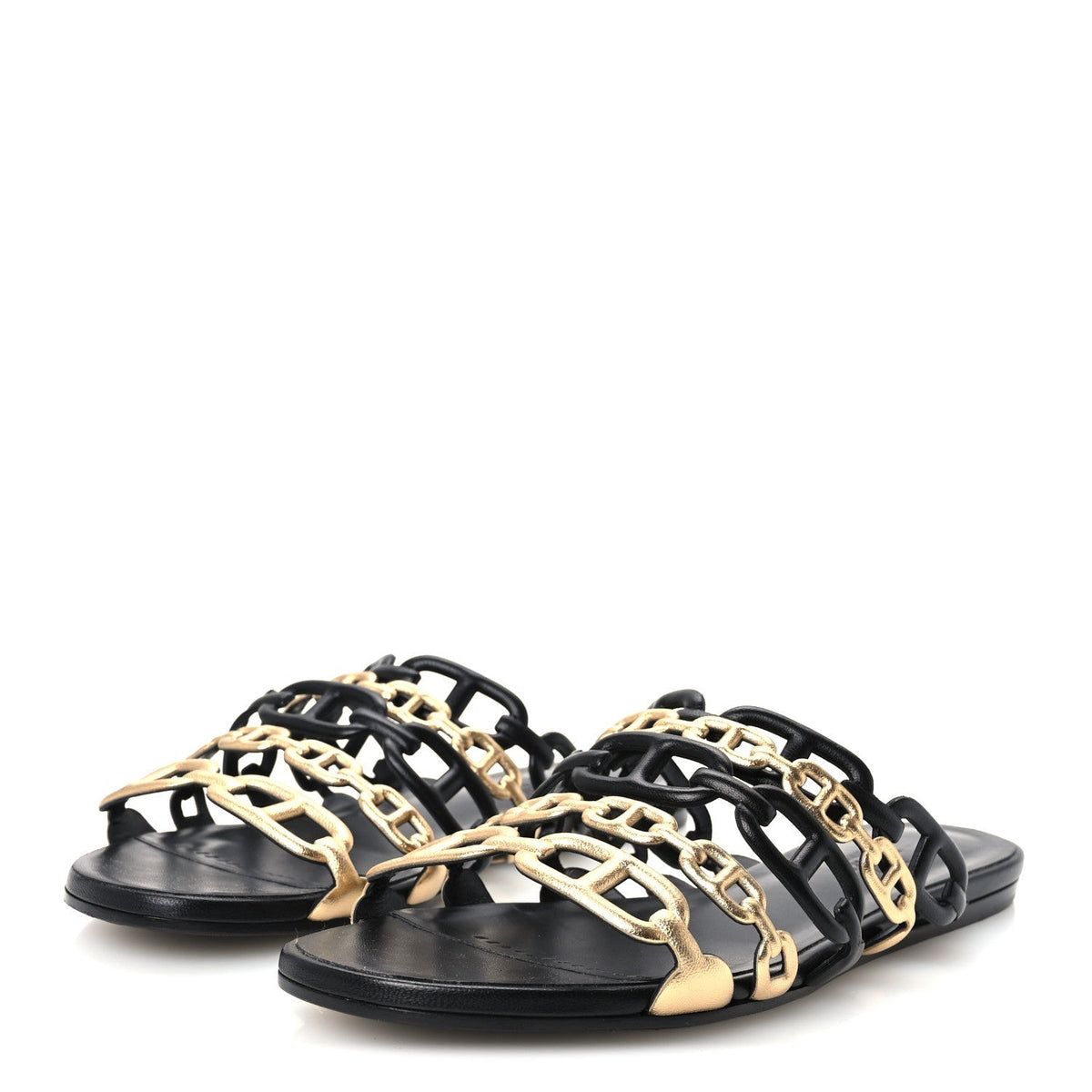 Hermes Nappa Women's Thalassa Sandals 37 Black Doré