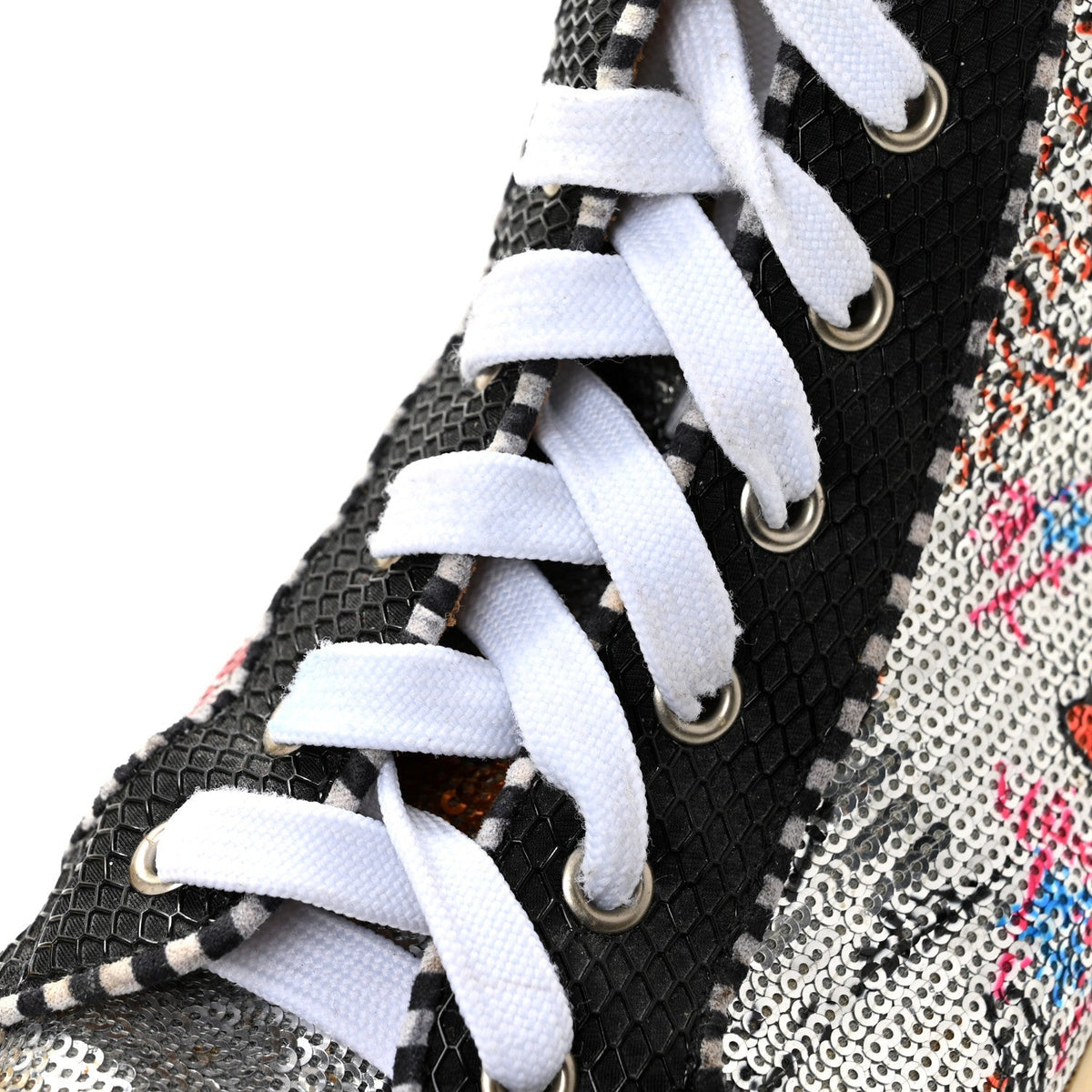 Christian Louboutin Patent Flash Paillettes Men's Rantus Orlato Sneakers 44 Version Silver