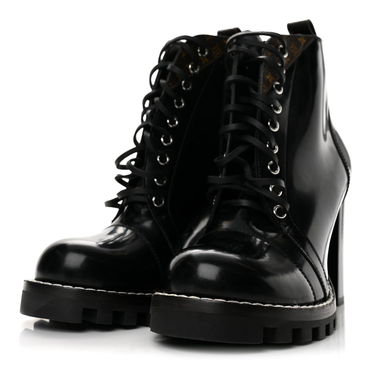 Louis Vuitton Glazed Calfskin Women's Star Trail Boots 40 Black