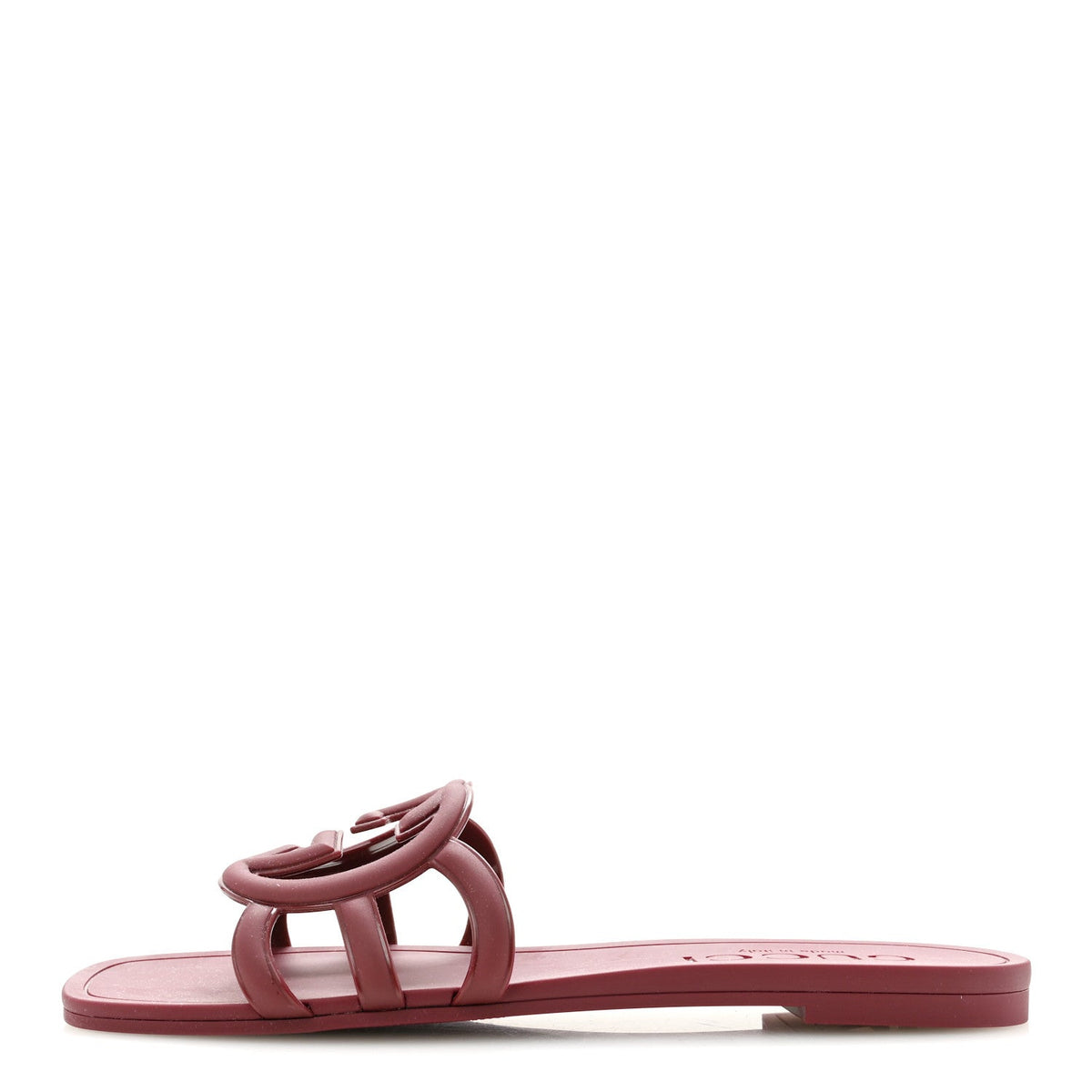 Gucci Rubber Women's Interlocking G Slide Sandals 39 Rosso Ancora