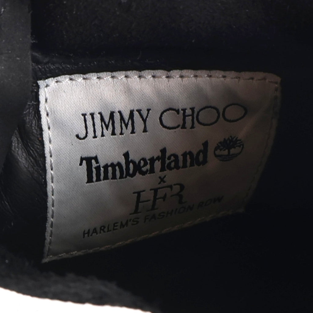 Jimmy Choo Nubuck Swarovski Crystal Women's Timberland Boots 37.5 Black