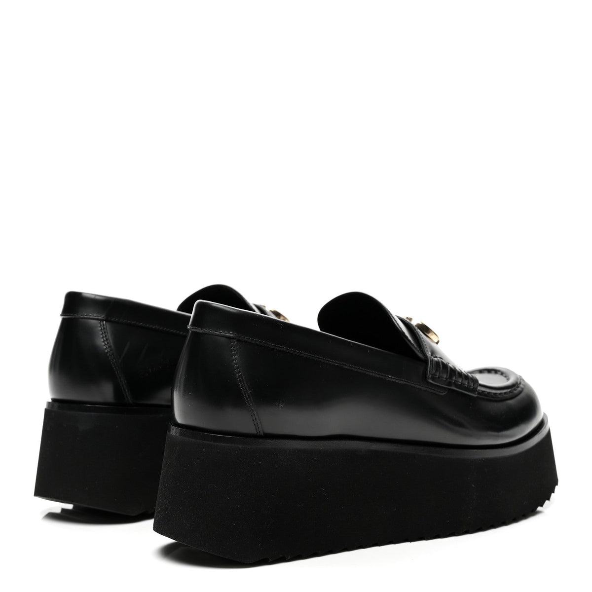 Gucci Calfskin Women's Millennial Ribot GG Wedge Platform Loafers 38 Black