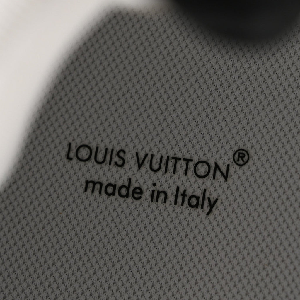 Louis Vuitton Calfskin Embossed Monogram Denim Men's LV Trainer Sneakers 10 Grey