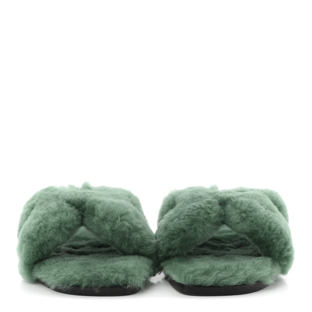 Hermes Woolskin Oran Women's Sandals Vert Anglais