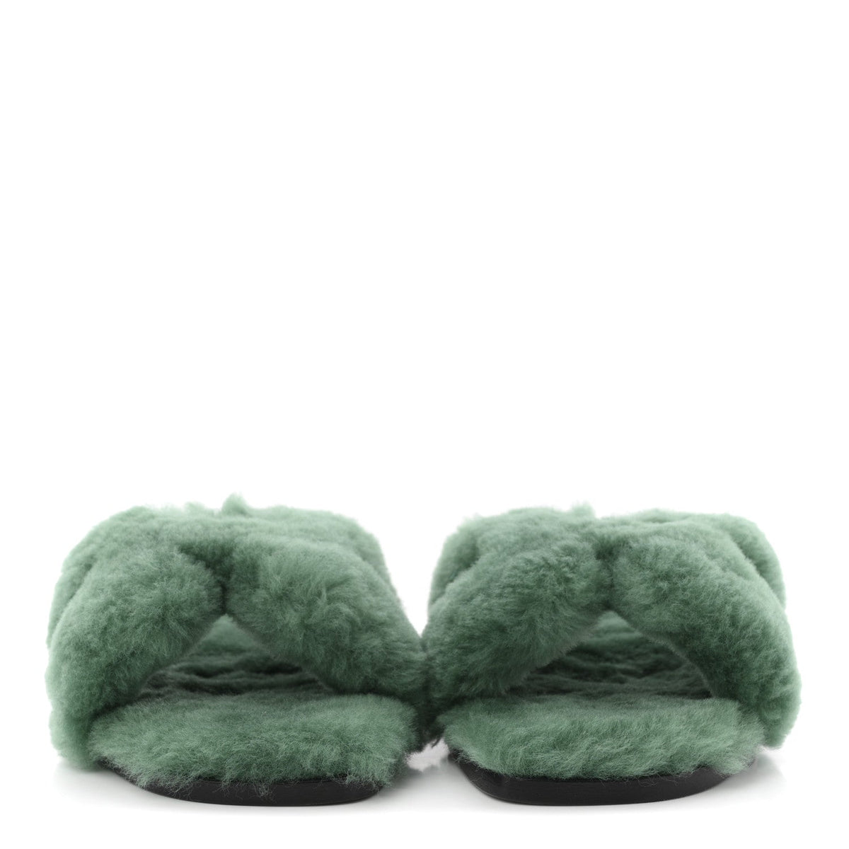 Hermes Woolskin Women's Oran Sandals 37.5 Vert Anglais