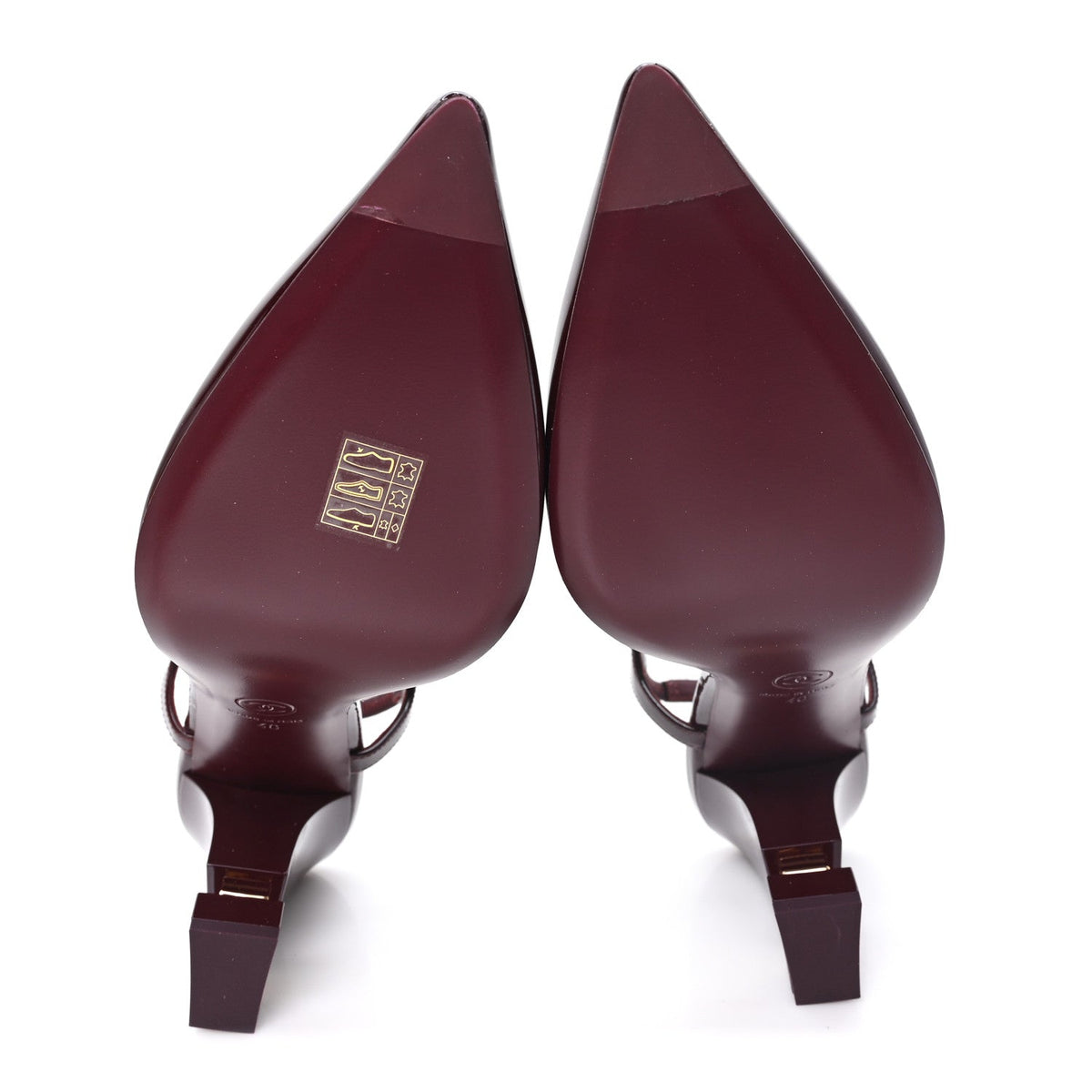 Chanel Patent Calfskin CC Cutout Women's Pumps 40 Dark Burgundy