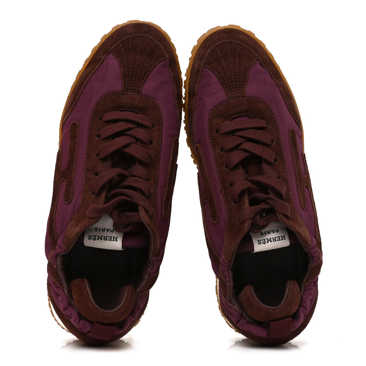 Hermes Suede Goatskin Women's Jet Sneakers 37.5 Marron Palissandre