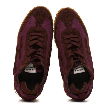 Hermes Suede Goatskin Women's Jet Sneakers 37.5 Marron Palissandre