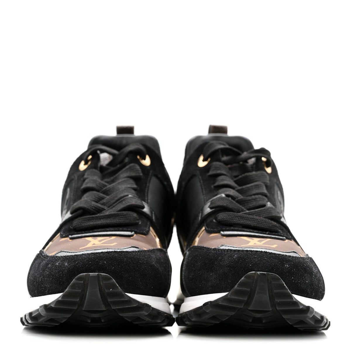 Louis Vuitton Suede Calfskin Recycled Monogram Nylon Women's Run Away Sneakers 39 Black