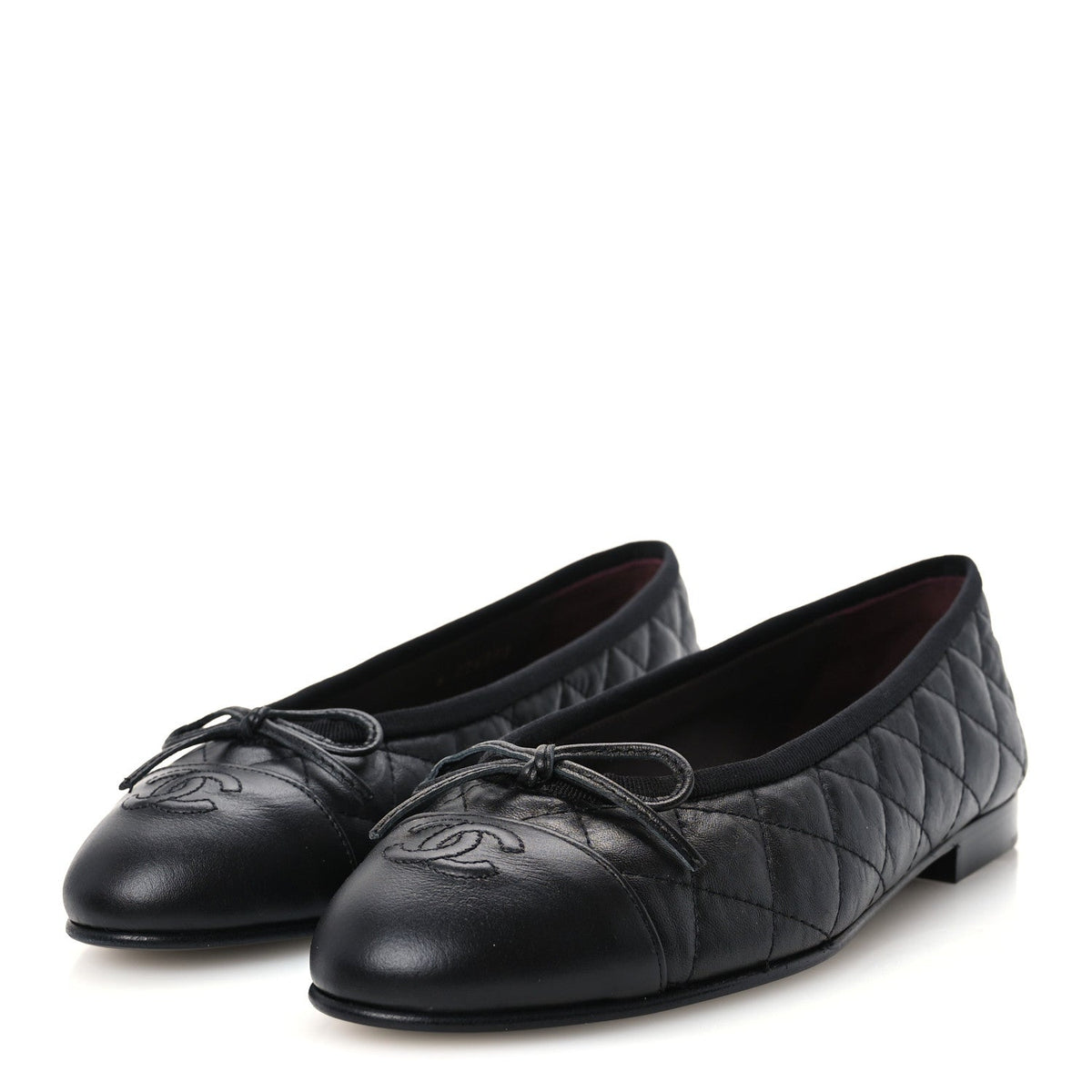 Chanel Quilted CC Cap Toe Women's Ballerina Flats Dark Brown